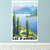 平和な湖アネシーヴィンテージフランス旅行ポスター キャンバスプリント (インサイチュ (ウッドフロア))