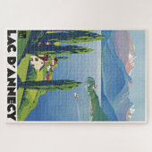 平和な湖アネシーヴィンテージフランス旅行ポスター ジグソーパズル (横)