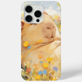 平和な牧草地で休息するカピバラ iPhone 15 PRO MAXケース