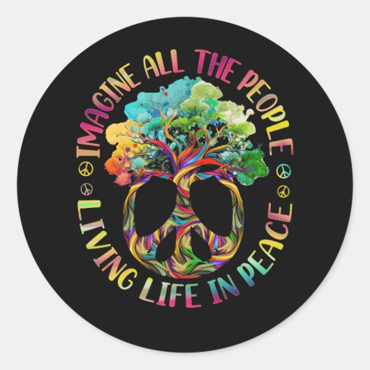 平和な生活を想像送っているすべての人々 ラウンドシール (正面)