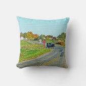 「平和な田舎の乳母車はアミッシュ」 クッション (正面)