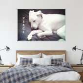 平和な白い子犬が眠っているかわいい写真 キャンバスプリント (インサイチュ (寝室))