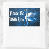 平和な白鳥 長方形シール (バッグ)