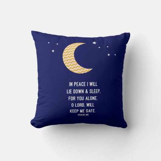平和な睡眠、月、海軍背景の詩 クッション (正面)
