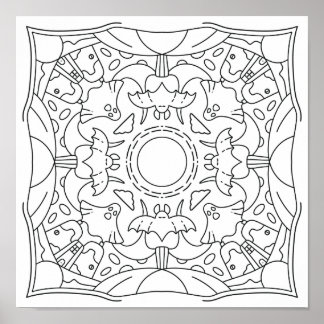 平和な秋:ハロウィン不気味の夜色彩画 ポスター