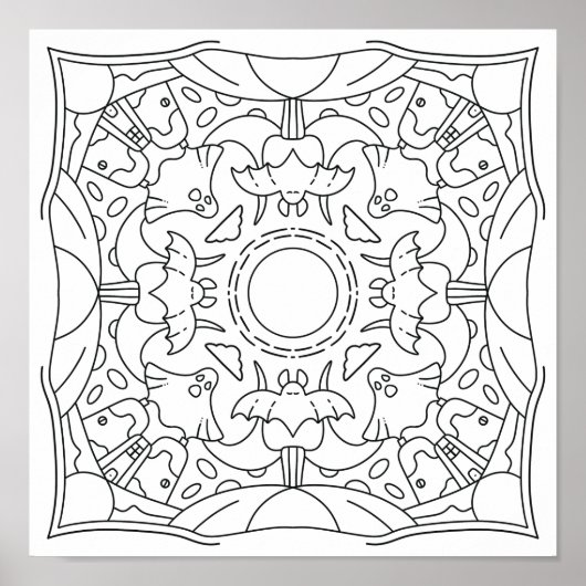 平和な秋：ハロウィン不気味の夜色彩画 ポスター (正面)