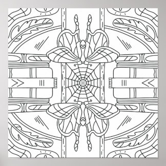 平和な秋:図書館着色の蛾 ポスター