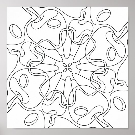 平和な秋:抽象芸術りんご着色 ポスター (正面)