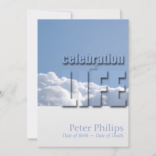 平和な空モダンお祝いの生活招待状 招待状 (正面)