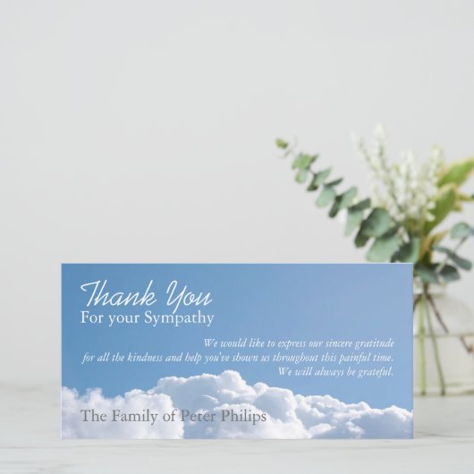 平和な空H1の悔やみや弔慰は写真カード感謝していしています サンキューカード (スタンド正面)