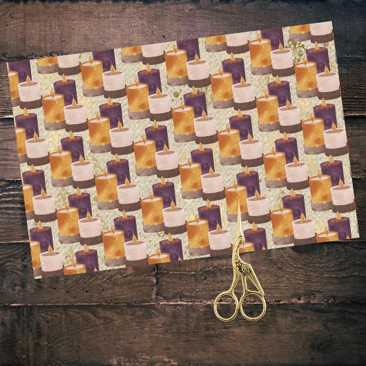 平和な紫と金ゴールドのキャンドルスパ 薄葉紙