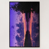 平和な紫の夕日 ジグソーパズル (縦)