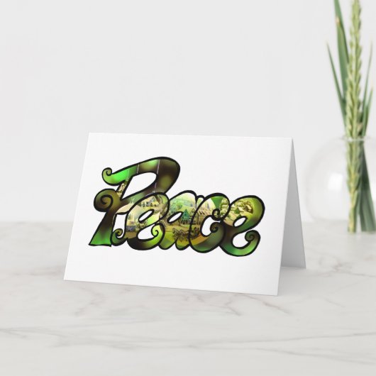 平和な緑のクリスマスの装飾 カード (正面)