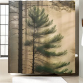 平和な自然松の木の霧のジャングル シャワーカーテン