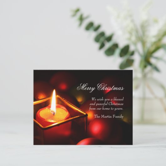 平和な蝋燭のクリスマスの郵便はがき シーズンポストカード (スタンド正面)