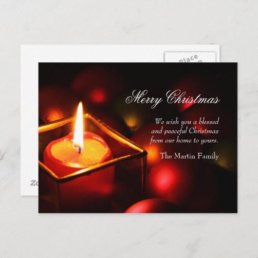 平和な蝋燭のクリスマスの郵便はがき シーズンポストカード (正面/裏面)
