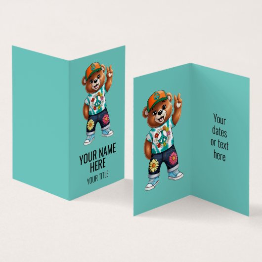 平和な装カジュアル置でテディベア1 名刺 (内部&外部)