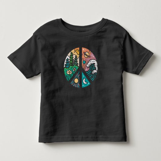 平和な要素: 自然と宇宙 トドラーTシャツ (正面)
