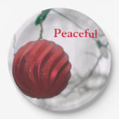 平和な赤ストライプのスパークリーオーナメントボール ペーパープレート (正面)