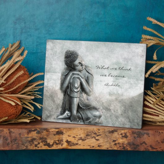 平和な銀仏ウィズダム引用文 フォトプラーク (側面)