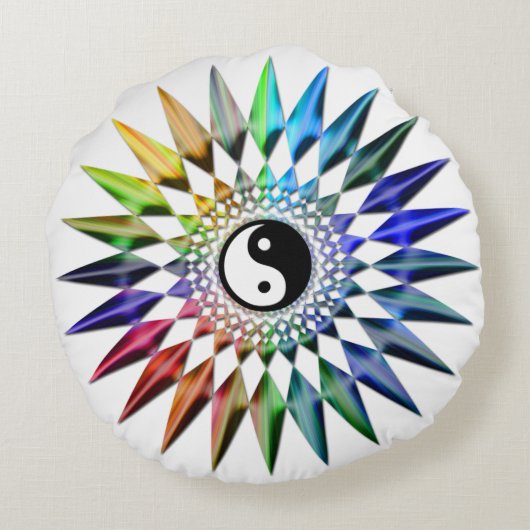 平和な陰陽の禅のヨガのカラフルな黙想タオ ラウンドクッション (裏面)