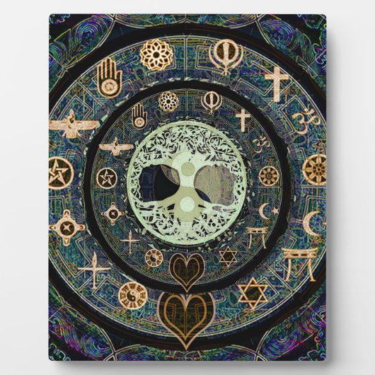 平和な陰陽ツリー・オブ・ライフ・シンボル フォトプラーク (正面)