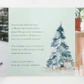 平和な雪の松のクリスマスツリーの贈り物 3枚の写真 三つ折りクリスマスカード (内部中)