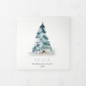 平和な雪の松のクリスマスツリーの贈り物 3枚の写真 三つ折りクリスマスカード (カバー)