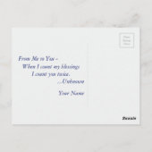 平和な青とティール(緑がかった色)フローラマンダラモチーフ ポストカード (裏面)