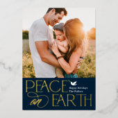 平和な願いを込めたホリデー写真カード 箔シーズンカード (正面)