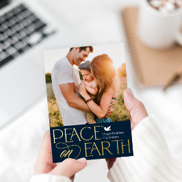 平和な願いを込めたホリデー写真カード 箔シーズンカード