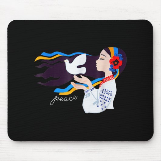 平和な鳩の女の子サポートウクライナとウクレニ マウスパッド (正面)