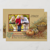 平和に感謝祭の写真カード 招待状 (正面/裏面)
