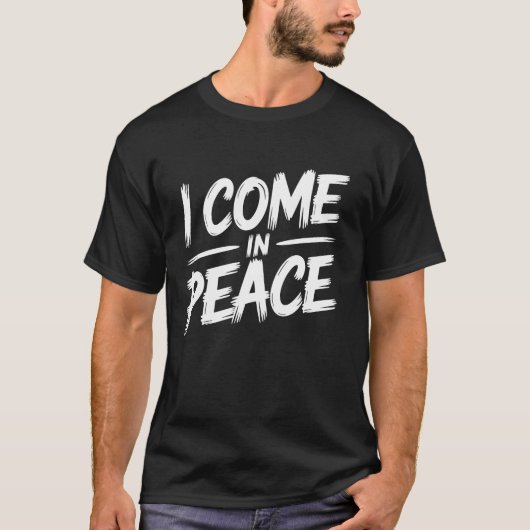 平和に来たよ、僕は平和 Funny 夫婦・カップルおそろい Tシャツ (正面)