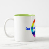 平和に2016個のコップのチャンスを与えて下さい ツートーンマグカップ (左)