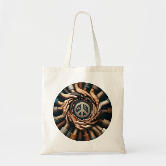 平和のために一緒に – 多くの手 トートバッグ (正面)