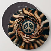 平和のために一緒に – 多くの手 缶バッジ (正面&裏面)