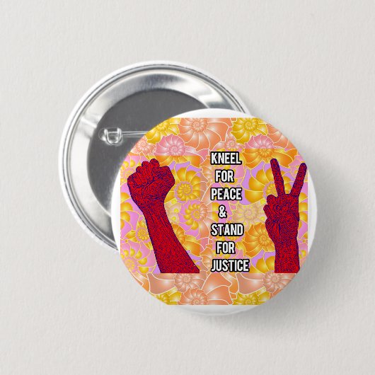 平和のために跪き、正義のために立つ(V2) 缶バッジ (正面&裏面)