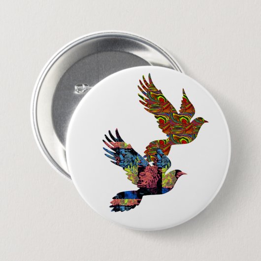 平和のためのハトかわいい感動的ボタンのデザイン 缶バッジ (正面&裏面)