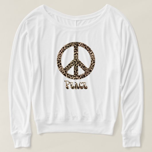 平和のためのヒョウ~ヒョウ印刷の平和サイン Tシャツ (デザイン正面)