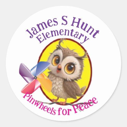 平和のためのピンホイール、クラシックラウンドステッカー ラウンドシール (正面)