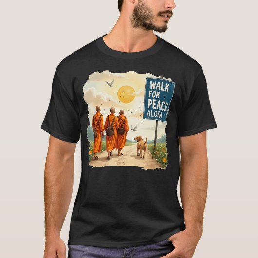平和のための散歩 修行僧とアロカ Tシャツ (正面)