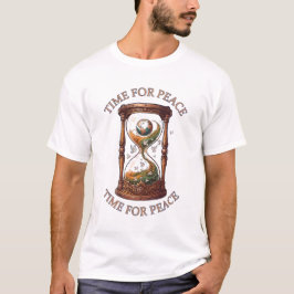 平和のための時 未来の地球と砂時計のイラスト Tシャツ