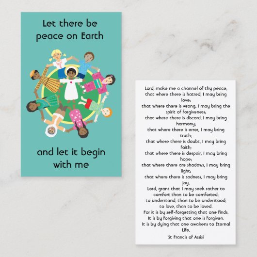 平和のための祈りの言葉セントフランシスのカード 名刺 (正面/裏面)