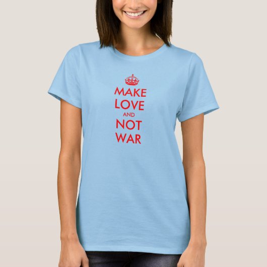 平和のためのKeep Calmシャツ | 愛を分かち合い戦争をやめよう Tシャツ (正面)