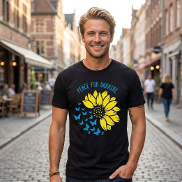 平和のひまわりのシンボル。ウクライナの平和のために。 トライブレンドTシャツ