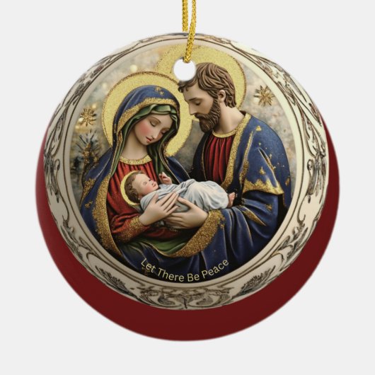 平和のクリスマスオーナメントを出生しよう セラミックオーナメント (正面)