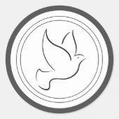 平和のクリスマス鳩 – グレーと白 ラウンドシール (正面)