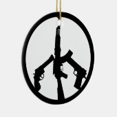 平和のサインの中の銃 セラミックオーナメント (右)