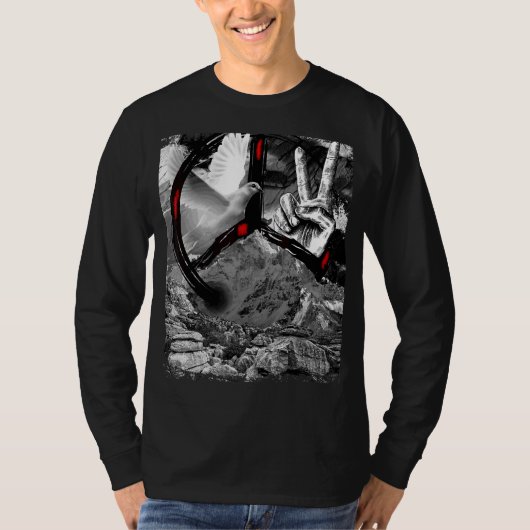 平和のサイン平和ホワイト鳩を創る Tシャツ (正面)